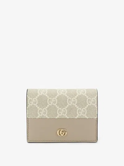 Gucci Gg Marmont Bicolor Leather Wallet In Sand