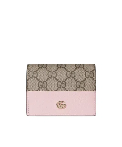 Gucci Gg Marmont Bicolor Small Wallet In Pink