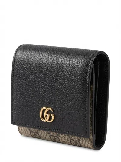 Gucci Gg Marmont Bi-color Wallet In Black