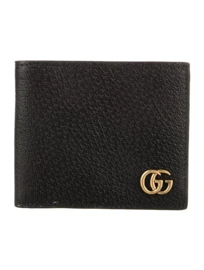 Pre-owned Gucci Gg Marmont Bi-fold Card Case Wallet Double G Logo Bifold Wallet In Black