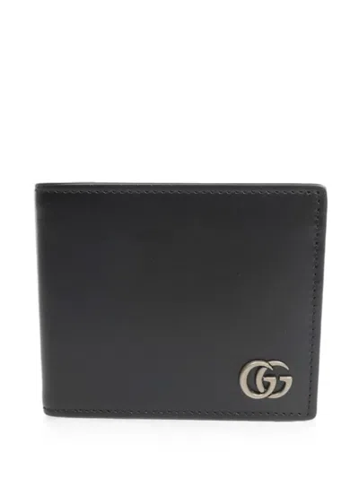 Pre-owned Gucci Gg Marmont Bi-fold Wallet In Black