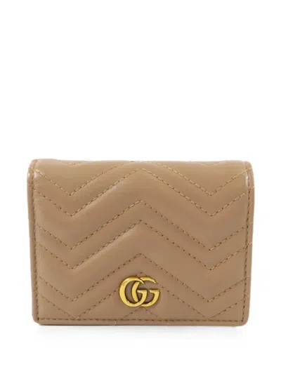 Pre-owned Gucci Gg Marmont Bifold Wallet In Neutrals
