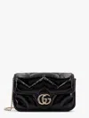Gucci Women Gg Marmont Patent Leather Shoulder Bag With Frontal Gg Logo In Black