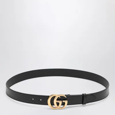 Gucci Gg Marmont Black Belt With Glossy Buckle