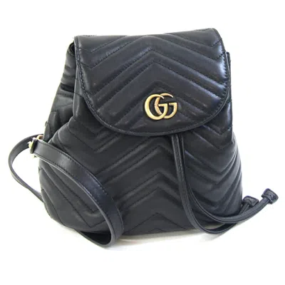 Pre-owned Gucci Gg Marmont Black Leather Backpack ()