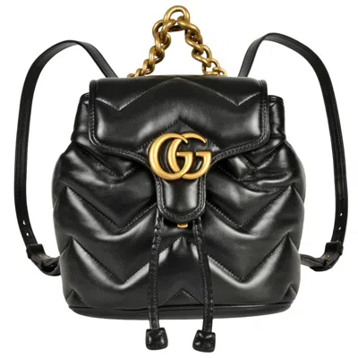 Pre-owned Gucci Gg Marmont Black Leather Backpack ()