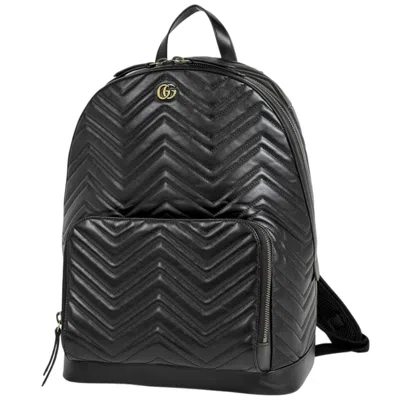 Pre-owned Gucci Gg Marmont Black Leather Backpack ()