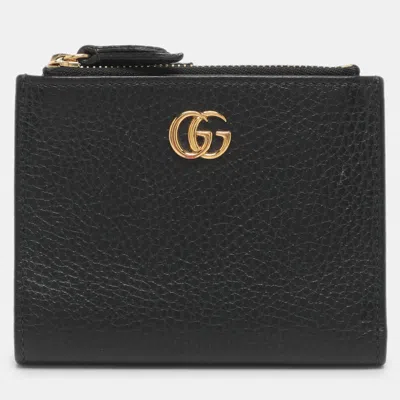 Pre-owned Gucci Gg Marmont Black Leather Bifold Wallet