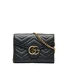 GUCCI GUCCI GG MARMONT BLACK LEATHER SHOPPER BAG (PRE-OWNED)