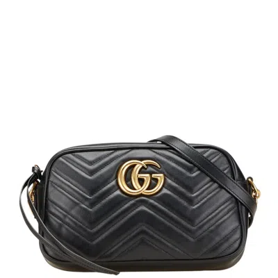 Pre-owned Gucci Gg Marmont Black Leather Shoulder Bag ()