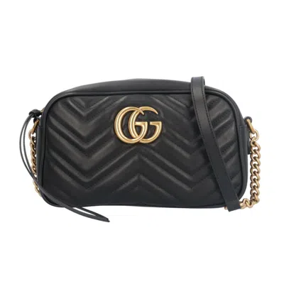Pre-owned Gucci Gg Marmont Black Leather Shoulder Bag ()