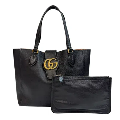 Pre-owned Gucci Gg Marmont Black Leather Tote Bag ()