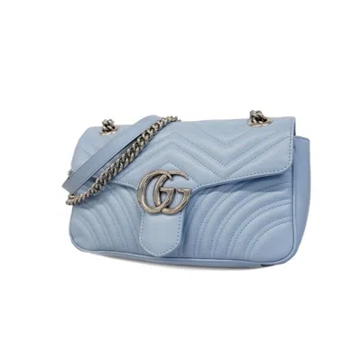Gucci Gg Marmont Blue Leather Shoulder Bag ()