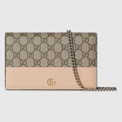 Gucci Gg Marmont Chain Wallet In Brown