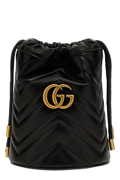 Gucci 'gg Marmont' Bucket Bag In Black