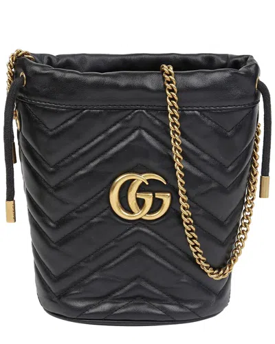 Gucci Gg Marmont Bucket Mini Shoulder Crossbody (authentic Pre-loved) In Black