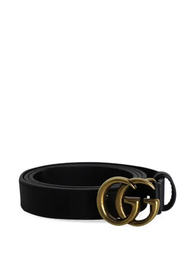 Pre-owned Gucci Gg Marmont Buckle Belt In Black