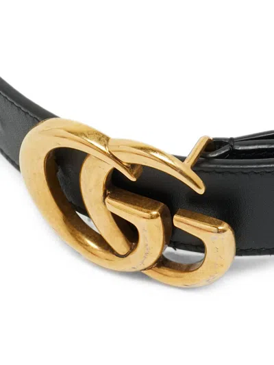 Pre-owned Gucci Gg Marmont Buckle Belt In Black