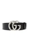 Gucci Polished Leather Belt With Iconic Double G Buckle In Nero