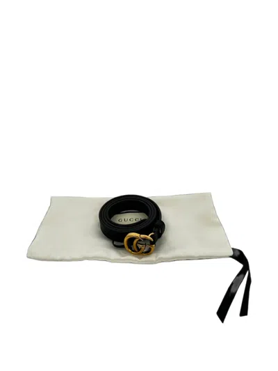 Pre-owned Gucci Gg Marmont Buckled Belt In Black