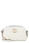 Gucci Gg Marmont Camera Small Quilted Leather Shoulder Bag In White
