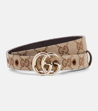 Gucci 30mm Gg Marmont Canvas Belt In Ebony