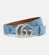 Gucci Gg Marmont Canvas Denim Belt In Blue