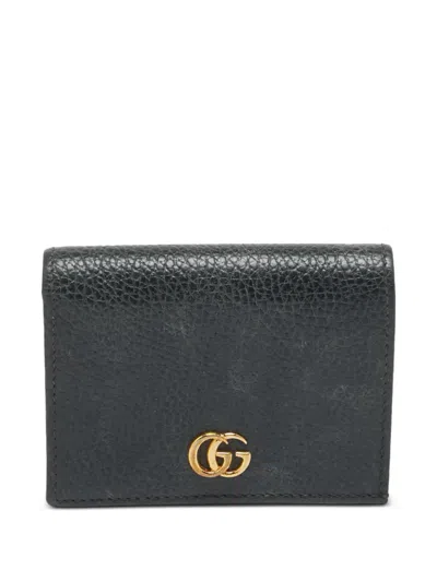 Pre-owned Gucci Gg Marmont Card Case In Black