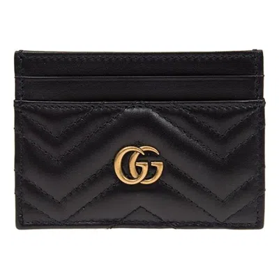 Gucci Gg Marmont Card Case 'black' In Purple