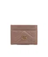 Gucci Women Gg Marmont Leather Card Case In Nude