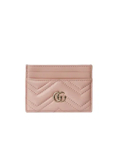 Gucci Gg Marmont Card Case In Pink