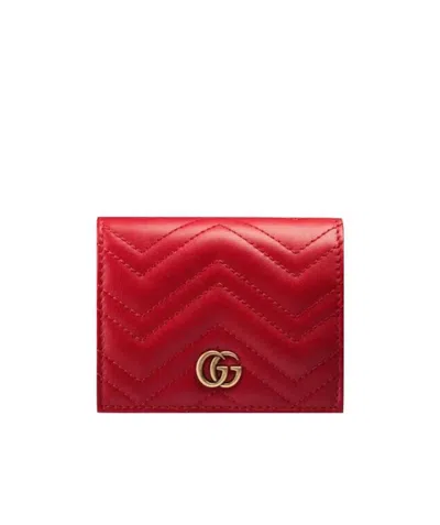 Gucci Gg Marmont Card Case In Red