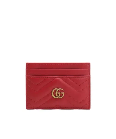 Gucci Gg Marmont Card Case In Red