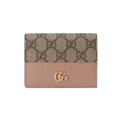 Gucci Gg Marmont Card Case Wallet In Beige