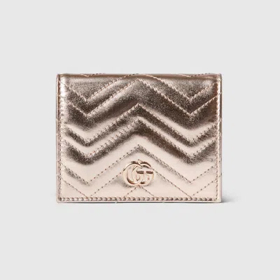 Gucci Gg Marmont Card Case Wallet In Gold
