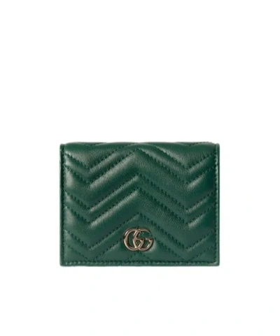 Gucci Gg Marmont Card Case Wallet In Green