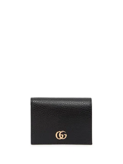 Gucci Leather Card Case Wallet In Nero