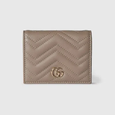 Gucci Gg Marmont Card Case Wallet In Gray