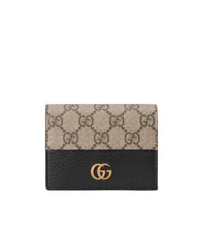 Gucci Zweifarbige Gg Marmont Kartenbrieftasche In Neutral