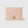 Gucci Women Gg Marmont Leather Card Case In Pink