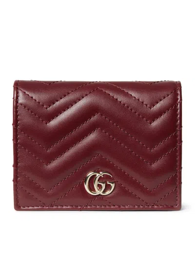 Gucci Gg Marmont Card Case Wallet In Red