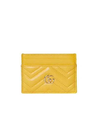 Gucci Gg Marmont Card Case In Yellow