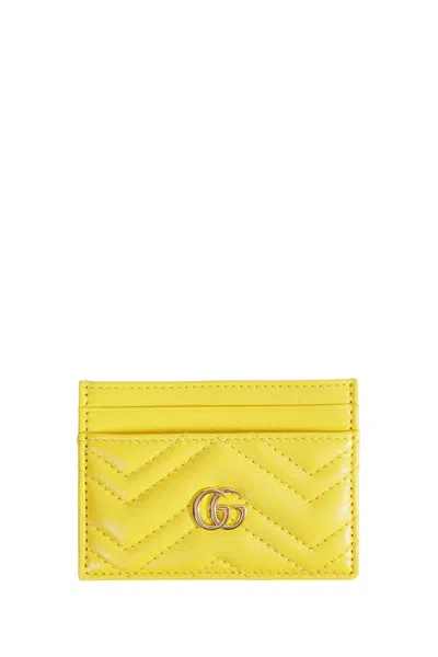 Gucci Gg Marmont Card Case In Yellow
