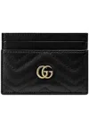 Gucci Women Gg Marmont Leather Card Case In Black