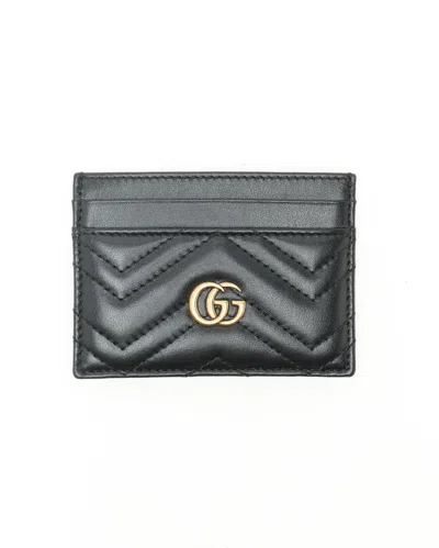 Pre-owned Gucci Gg Marmont Card Holder In Black