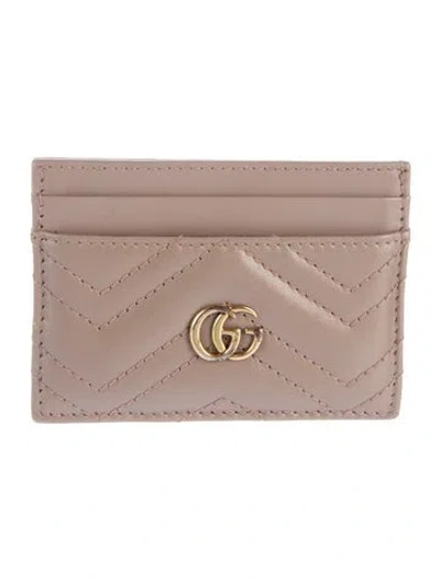 Pre-owned Gucci Gg Marmont Card Holder Double G Logo Card Holder In Neutrals