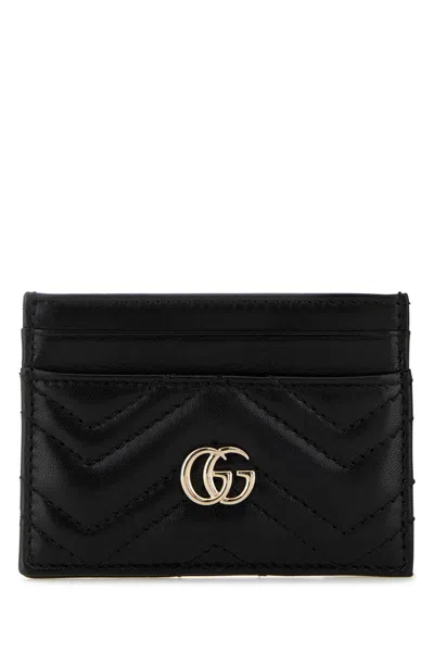 Gucci Gg Marmont Card Holder In Leather In Black