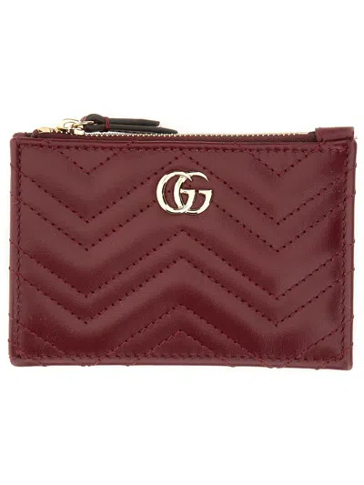 Gucci Gg Marmont Card Holder In Red