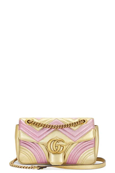 Gucci Gg Marmont Chain Leather Shoulder Bag In Gold