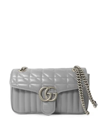 Pre-owned Gucci Gg Marmont Chain Shoulder Bag In Gray